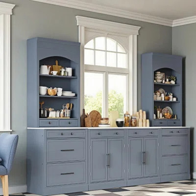 4-Piece Cabinet Set – 83" Kitchen Pantry Set Of 2, 28" Coffee Bar Sideboard With Adjustable Shelves,Set Of 2 | Wayfair North America