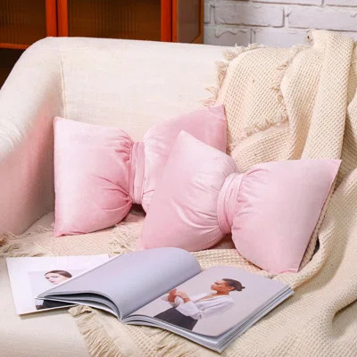2 Pcs 12 X 18 Inch Bow Pillow Coquettish Throw Pillow Big Bow Shaped Cushion Velvet Coquette Decor Pink Cushion For Room Nursery Bed Sofa Couch Holida | Wayfair North America