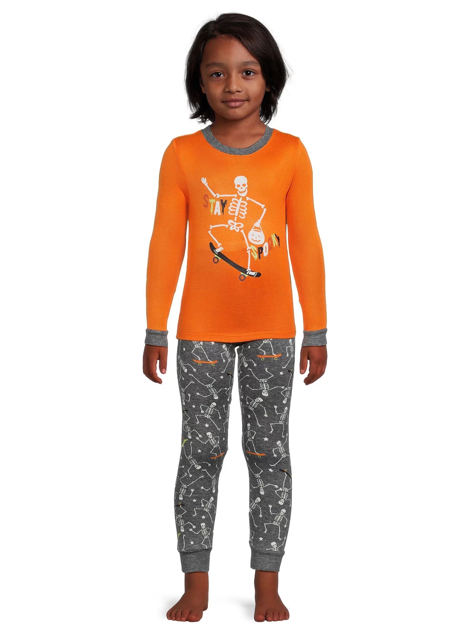 Wonder Nation Boys Halloween Long Sleeve Top and Pants, 2-Piece Sleep Pajama Set, Sizes 4-10 | Walmart (US)