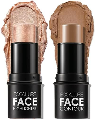 FOCALLURE 2 Pcs Mineral Cream Contour Stick,Moisturize Highlighter and Bronzer Pen,Non Stick Face... | Amazon (US)