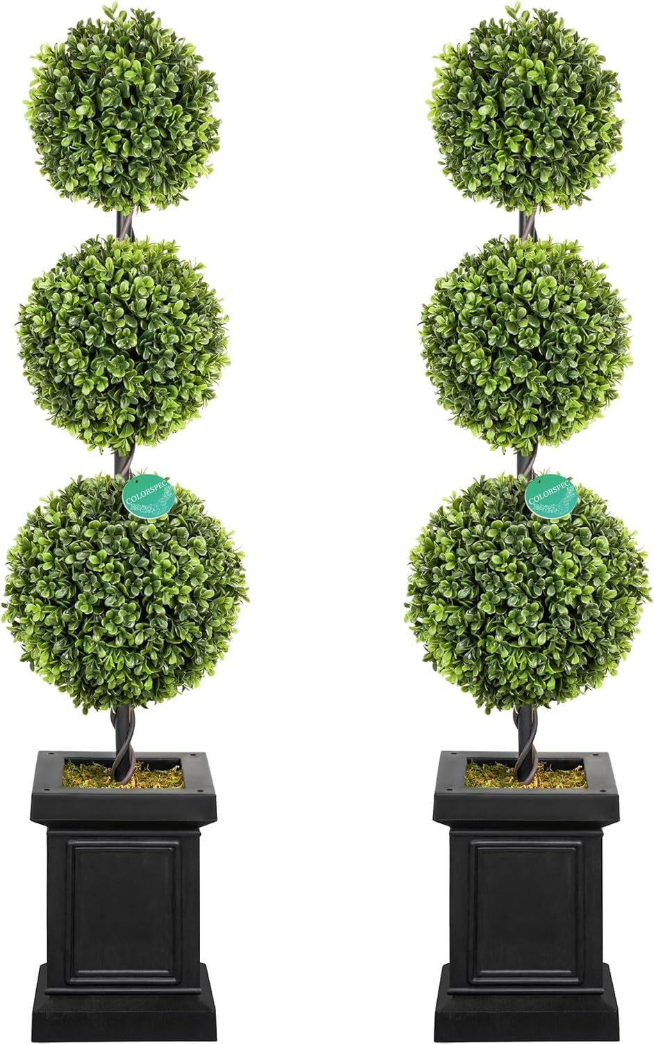 3.5ft Boxwood Outdoor Topiary Set of 2, Tall All Year Green Fake Plant Topiary Trees Artificial O... | Amazon (US)
