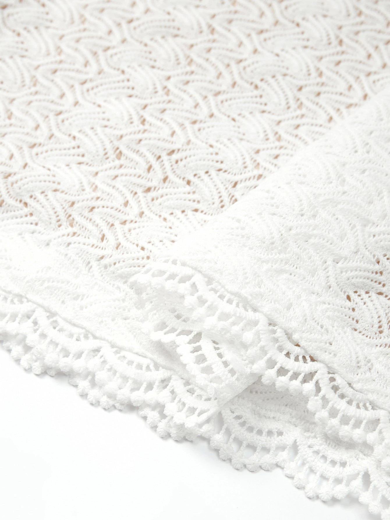 MaterniChic Maternity White Crochet Textured Off-Shoulder Dress With Hollow Back And Elegant Hem,... | SHEIN