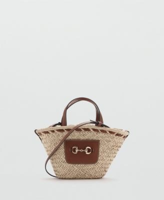 Mango Women's Small Natural Fiber Basket Bag - Leather | Macy's