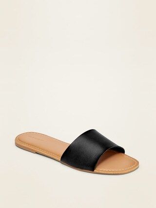Faux-Leather Slide Sandals for Women | Old Navy (CA)