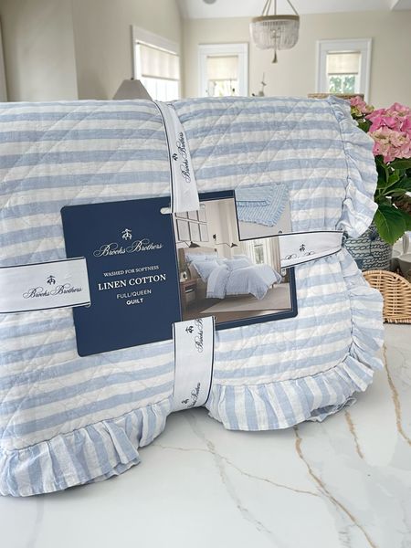 🚨NOW ONLINE!!🚨 Serena & Lily HomeGoods look for less blue & white stripe ruffle quilt!! Available in twin, full/queen and KING! Also linked matching shams! Will sell out so fast!! 
🛒🏃🏼‍♀️💨

#LTKsalealert #LTKfindsunder100 #LTKhome