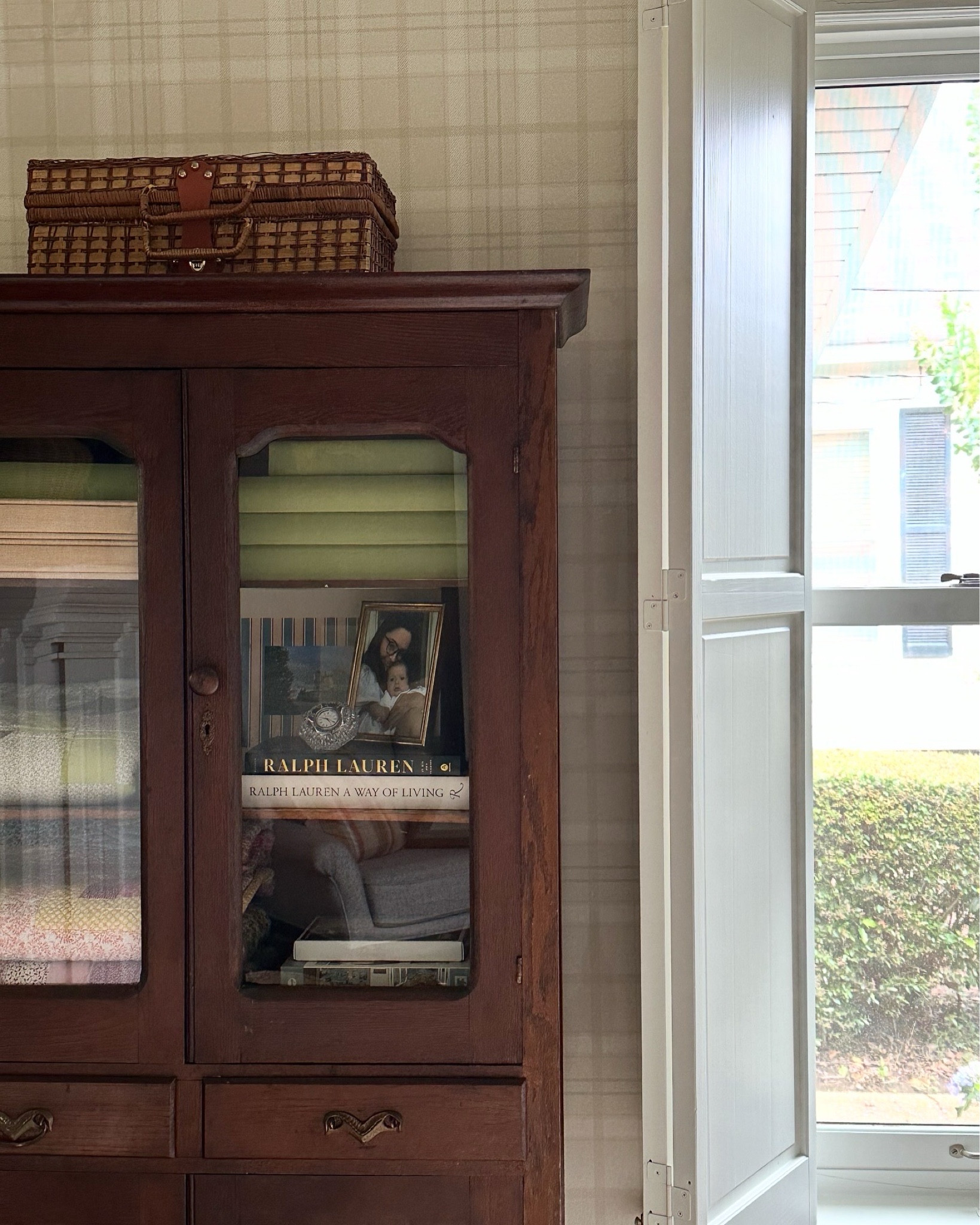 Found our old pie cabinet at a flea market — linking some similar! 📚🥧🧺

#LTKHome