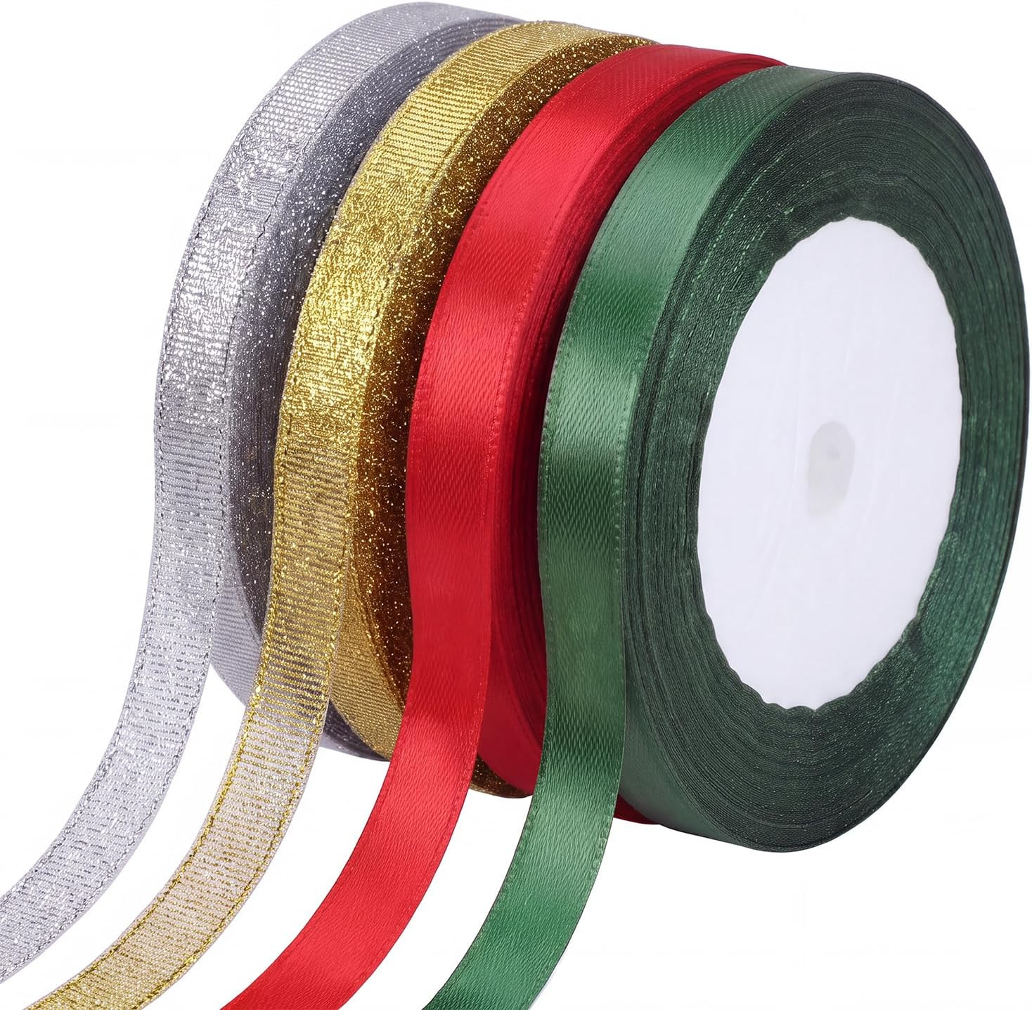 120 Yards Christmas Ribbon 3/8 Inch 4 Rolls Thin Ribbon | Amazon (US)