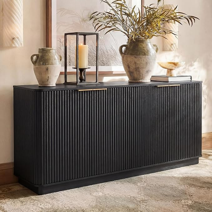 63" Sideboard Buffet Cabinet with Storage, 31.6" H Modern Fluted Accent Credenza, Wood Media Cons... | Amazon (US)