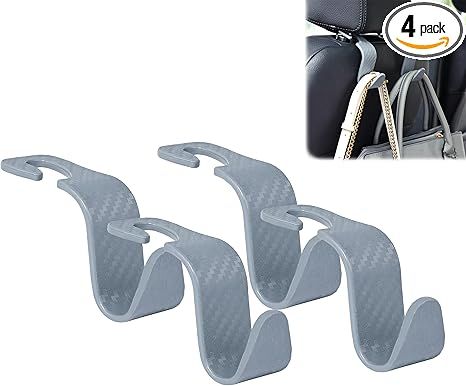 Amooca Car Seat Headrest Hook 4 Pack Hanger Universal Vehicle Car Storage Organizer for Handbag P... | Amazon (US)