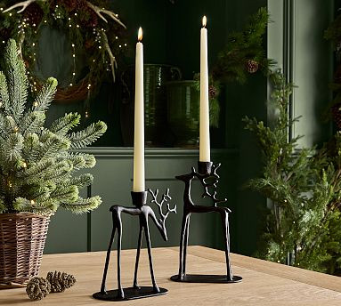 Bronze Sculpted Reindeer Candle Holder | Pottery Barn (US)