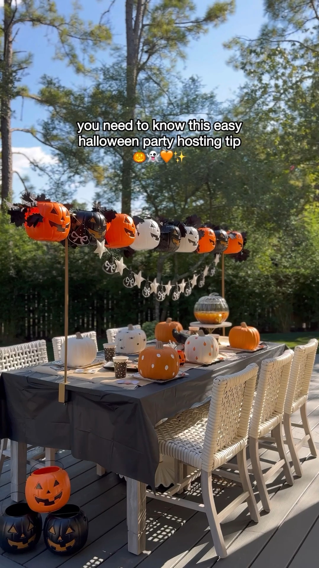 Use an over-the-table rod to create a
magical ambiance for your Halloween parties. Hang pumpkin pails, balloons, twinkling lights, greenery or cascading florals and wow your guests. 🎃 

We drilled holes into the pumpkin pails easily and they glided right on the pole. 

#LTKFindsUnder50 #LTKSeasonal #LTKParties
