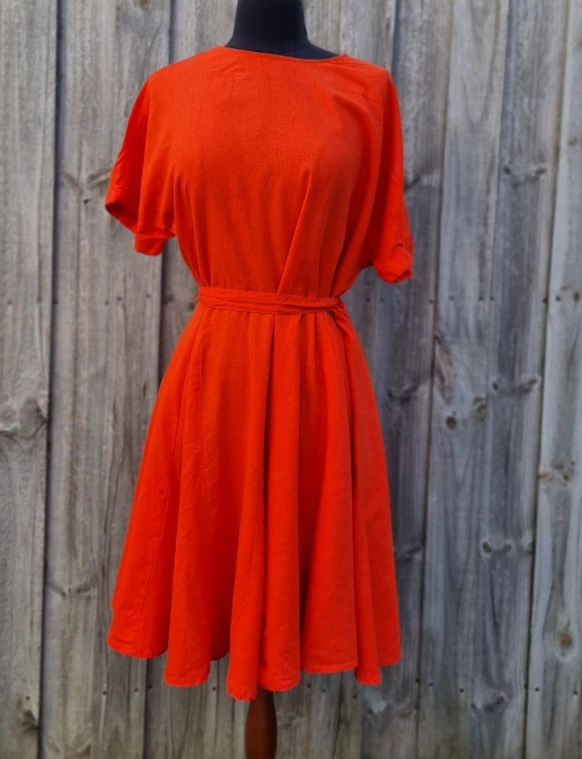 Orange  Linen Blend Dress Size 12 | eBay AU
