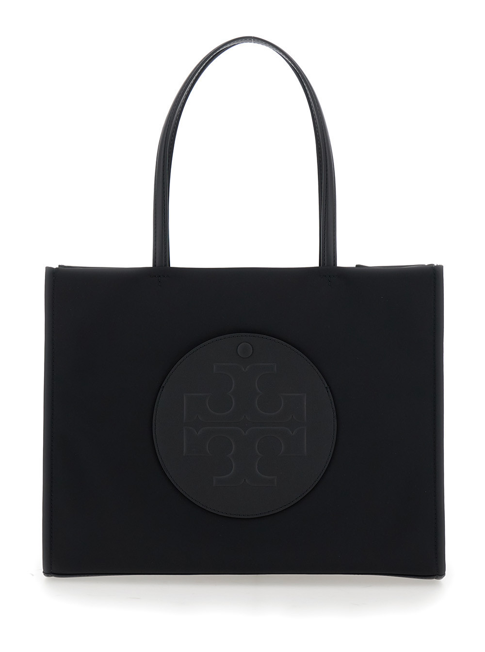 Tory Burch Ella Small Tote Bag with Two Top Handles and Maxi Logo Printed on Front in Black Fabric for Women Nylon - Women | Italist.com US