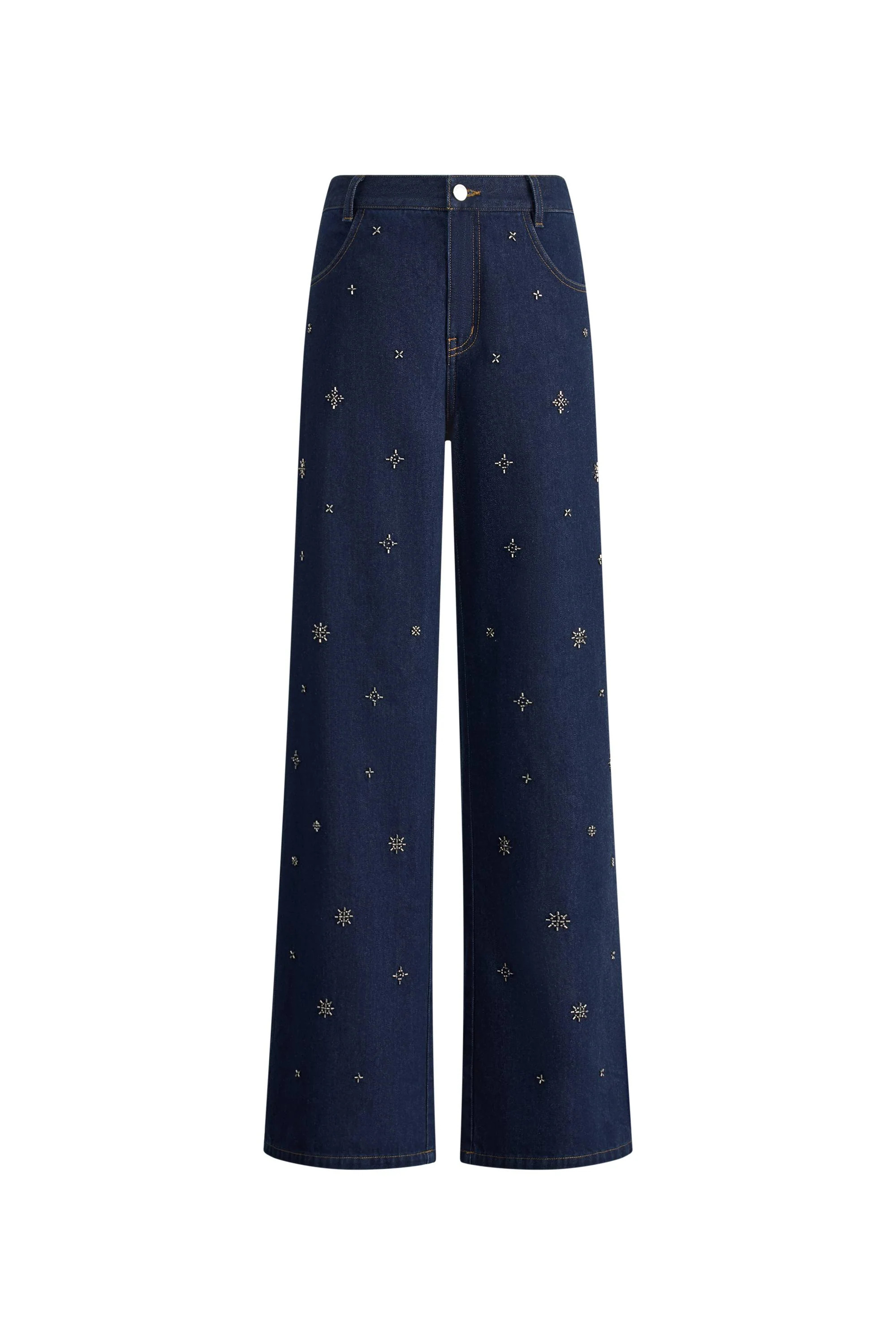 Hestia Hand Beaded Star Embellishment Jeans in Lyocell Denim | Fabrique
