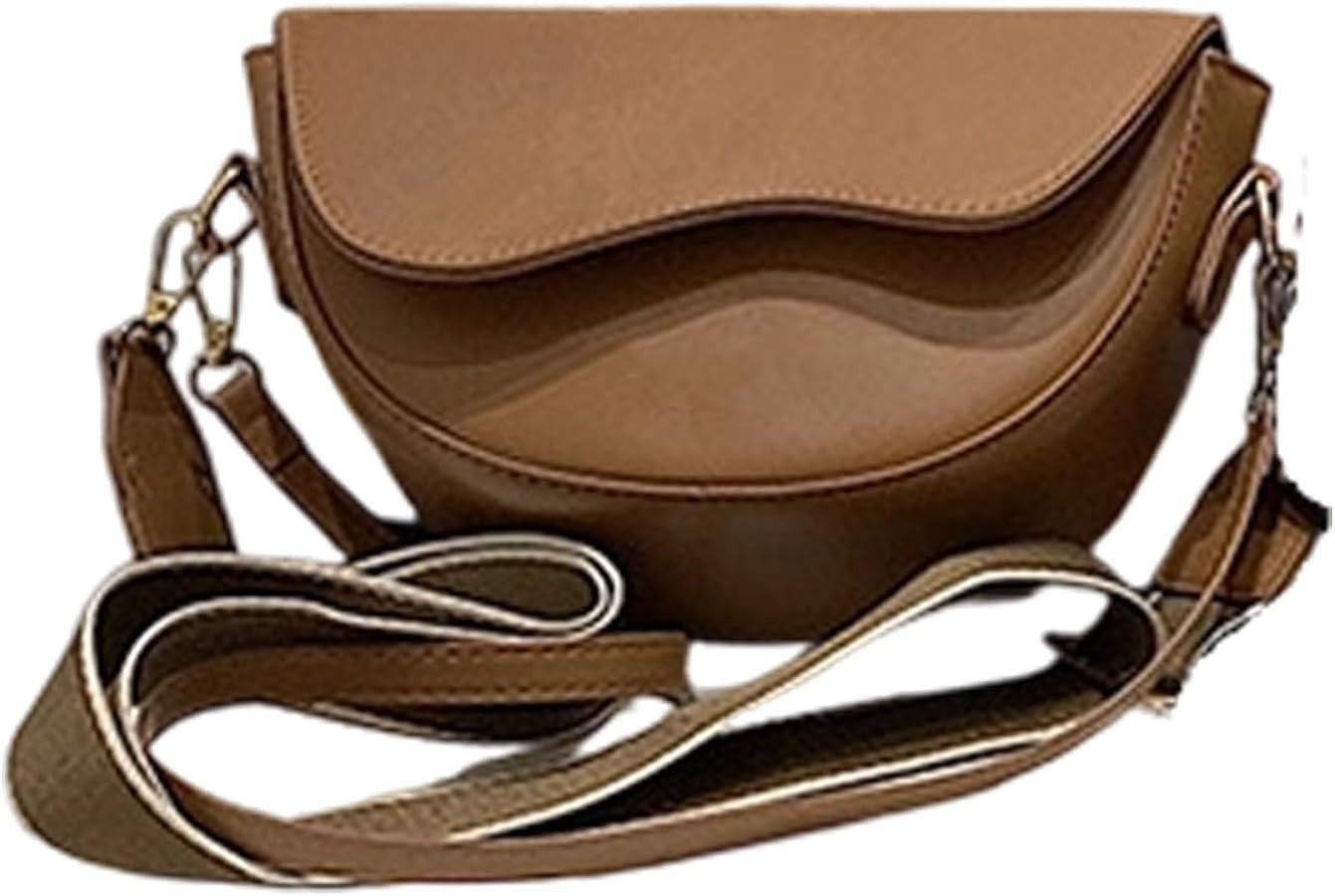 Women Trendy Underarm Handbag Leather Saddle Shoulder Bag Small Satchel with Closure Crossbody Sa... | Amazon (US)