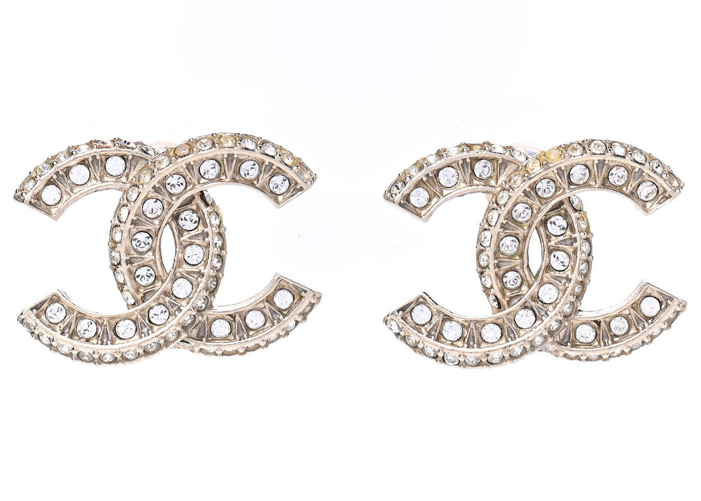 Women's Chanel Crystal Timeless CC Earrings in Light Gold | StockX