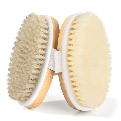 2 Pack Dry Brushing Body Brush, Natural and Soft Bristle Shower Brush for Body Cleaning, Exfoliating Bath Brush for Lymphatic Drainage Improve Circulation, Body Exfoliator Scrubber for Women Men | Amazon (US)