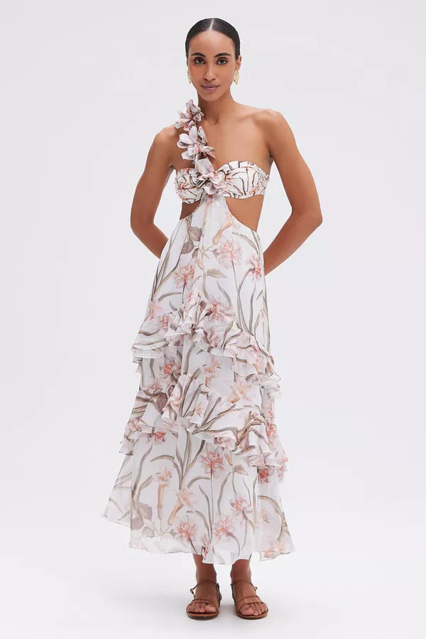 Botanic Retro Flower Applique Beach Dress by PatBO | The Mile