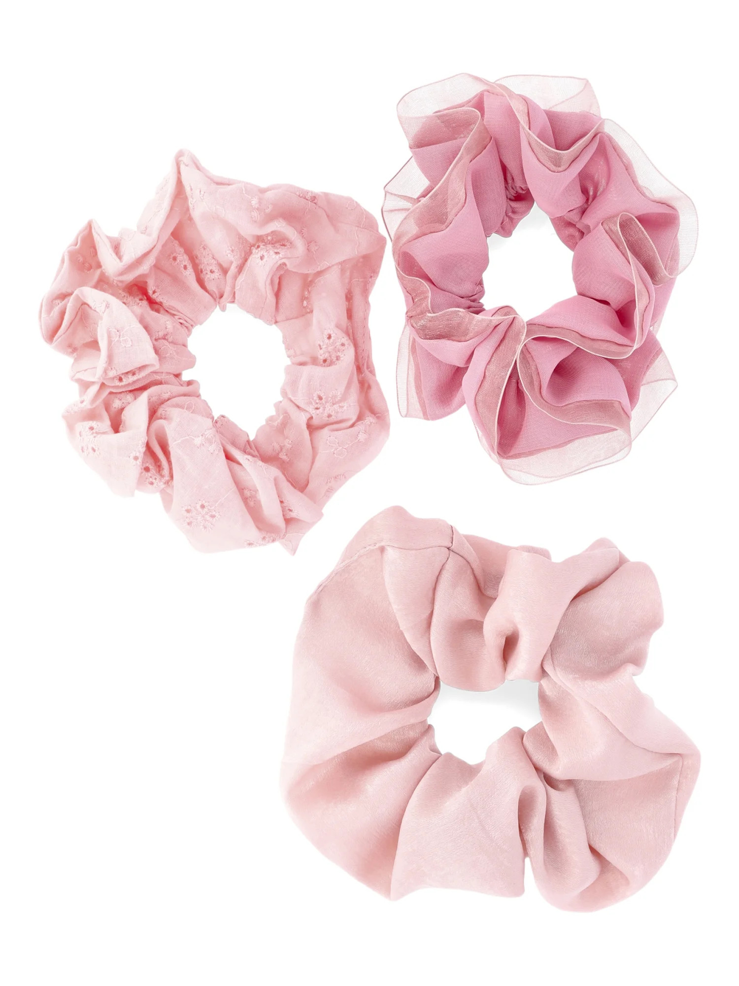 Time and Tru Scrunchies, 3-Piece Set, Pink | Walmart (US)