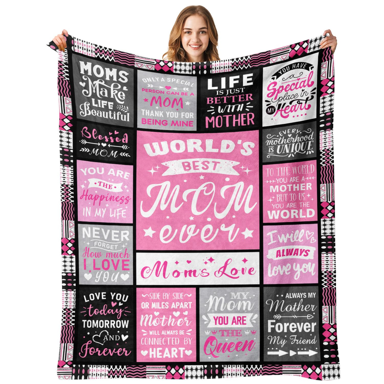 Moms Mothers Day Birthday Gifts from Daughter Son - Blanket Gifts for Mom - World's Best Mom Ever... | Amazon (US)