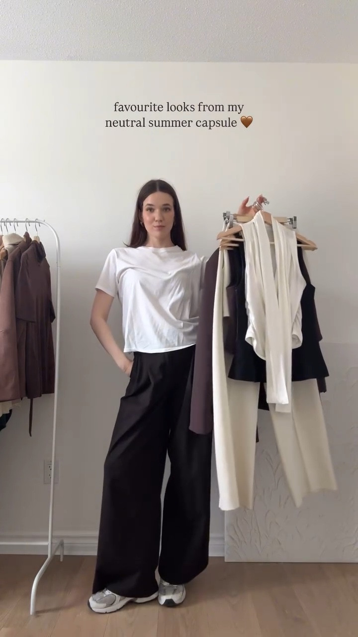 7 pieces, endless looks 🫶🏻 Capsule details below:

1. brown vest @dynamiteclothing 
2. scarf-tank @commense.official 
3. peplum top @dynamiteclothing 
4. white trousers @oakandfort 
5. white mini skirt @commense.official 
6. brown trousers @zara 
7. brown blazer @dynamiteclothing 
.
.
.
.
.
#ootd #dailyoutfitinspo #wearthisnext #pinterestinspired #outfitinspiration #stylingtips #summercapsule #capsulewardrobe #minimalstyle #allbrownoutfit #springfashion  #fashion #fashionreel #outfitideas #pinterestoutfitinspo #styleinspo #summeroutfits #pinterestfashion