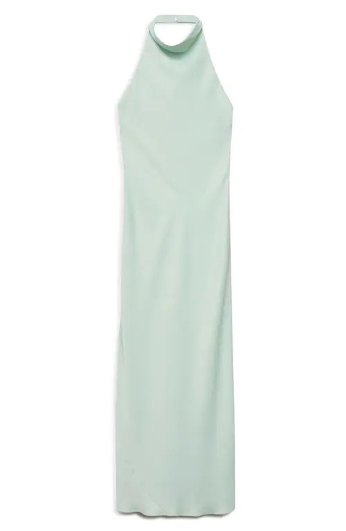 MANGO Satin Halter Dress in Aqua Green at Nordstrom, Size 8 | Nordstrom