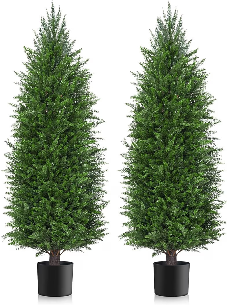 6FT Artificial Topiary Cedar Plants Outdoor, Faux Pine Trees UV Resistant and Potted, 72 Inch Tal... | Amazon (US)