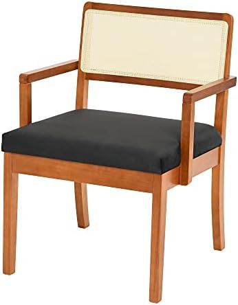 Creative Co-Op Crawford Mid-Century Modern Solid Wood Chair with Natural Cane Back Velvet Accent ... | Amazon (US)