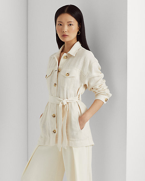 Belted Herringbone Linen Shirt Jacket | Ralph Lauren (UK)