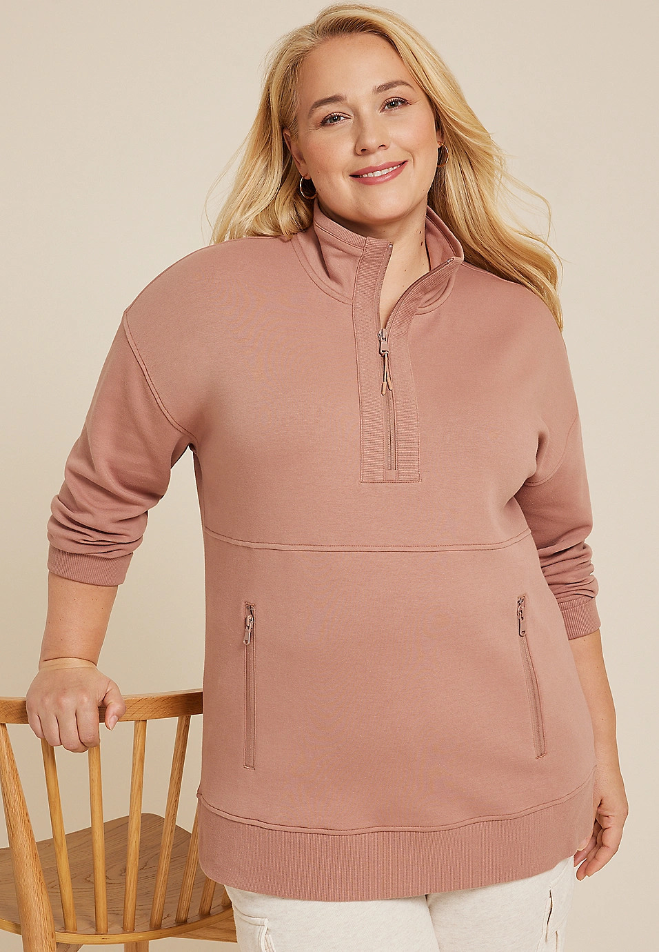 Plus Size Athleisure Half Zip Pullover Sweatshirt | Maurices