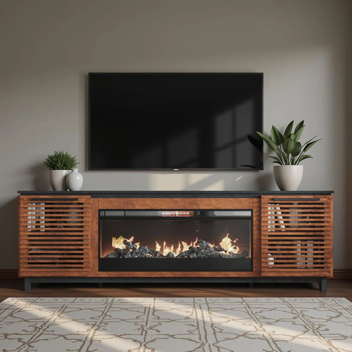 Liddel 86" Modern Fireplace TV Stand for TVs up to 95" | Wayfair North America