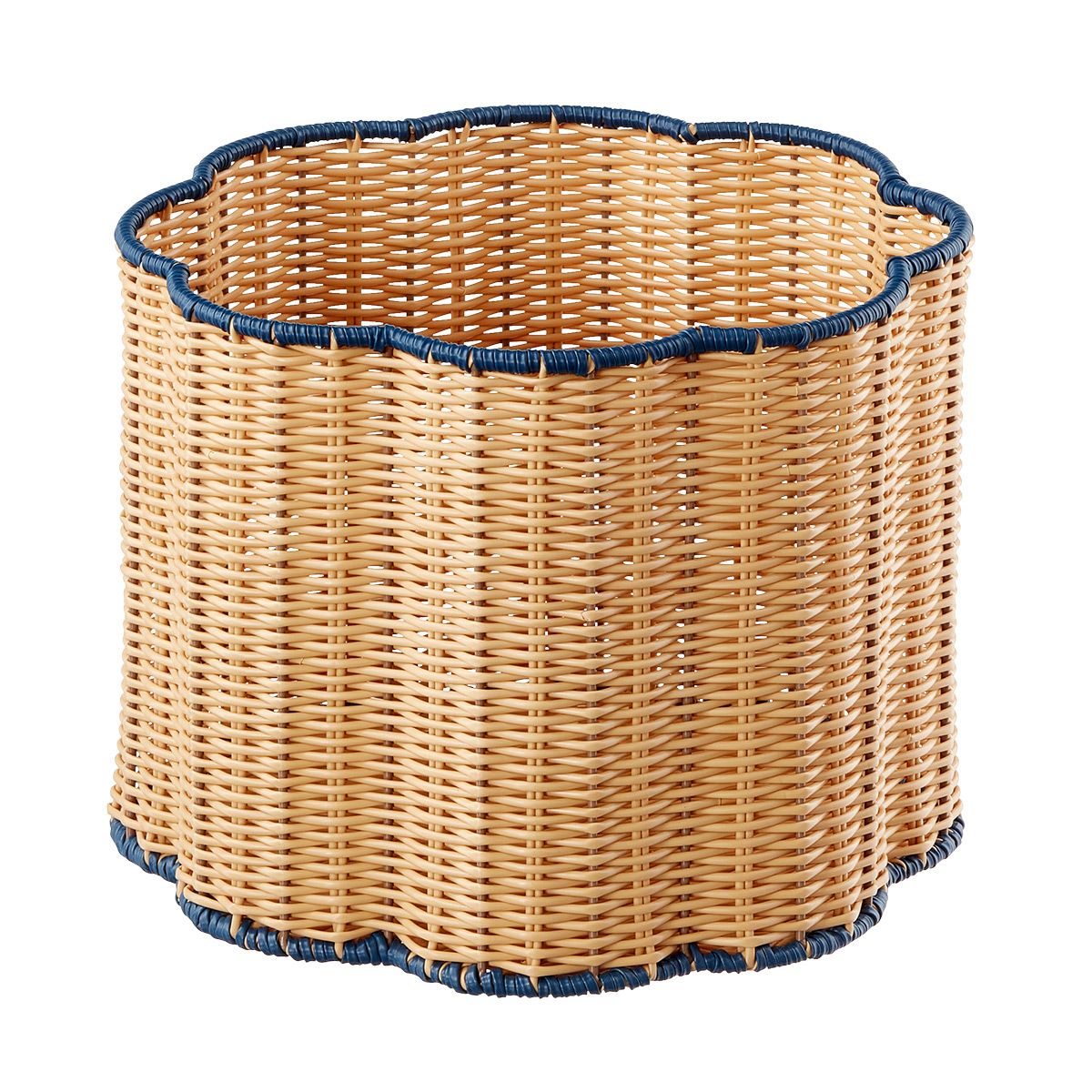 The Container Store Scalloped Edge Faux Rattan Bins | The Container Store