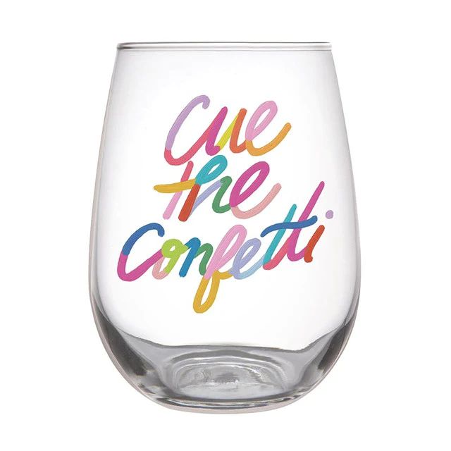 Colorful Cue The Confetti Stemless Wine Glass | Thimblepress