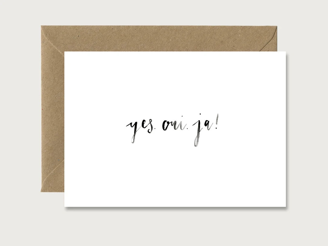 Hochzeitskarte "yes. oui. ja." H_14 - Klappkarte | Hochzeit | Lettering | Handlettering | Aquarel... | Etsy (US)