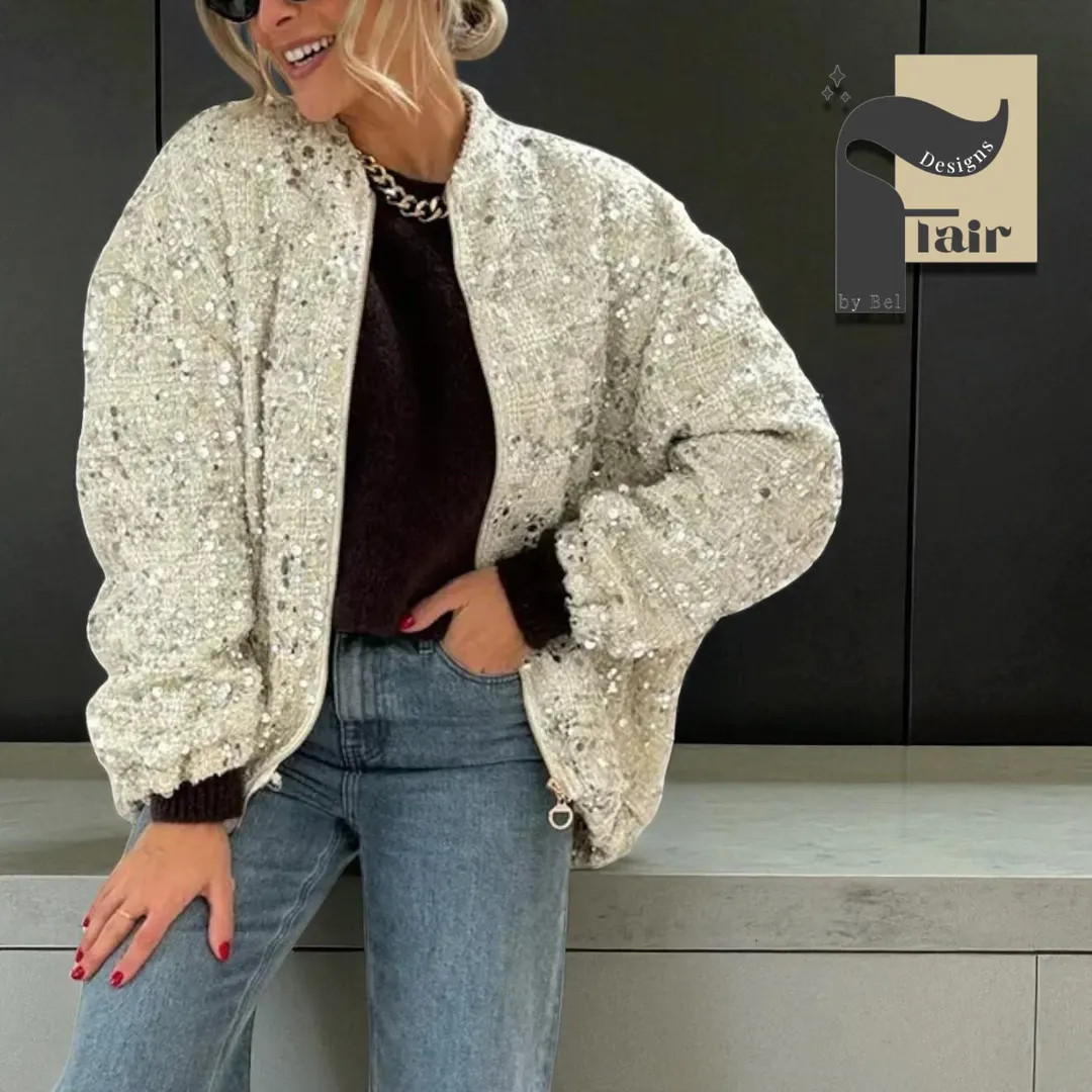 Sequin Jacket: Women's Pleated Sparkly Coat, Chic Outerwear - Etsy | Etsy (US)