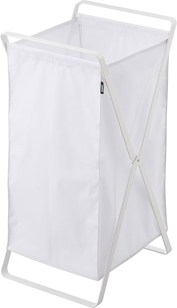 YAMAZAKI home 2484 Laundry Basket-Foldable Storage Hamper Organizer, One Size, White | Amazon (US)