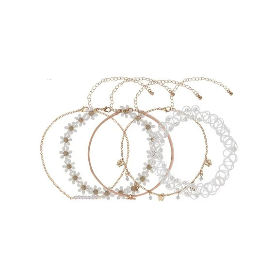 Wonder Nation Female 5pc Gold Tone Butterfly and Daisy Choker Set | Walmart (US)