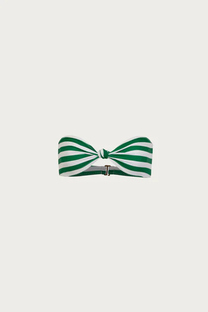 Knotted Bandeau Top (Green Stripe) | SAME