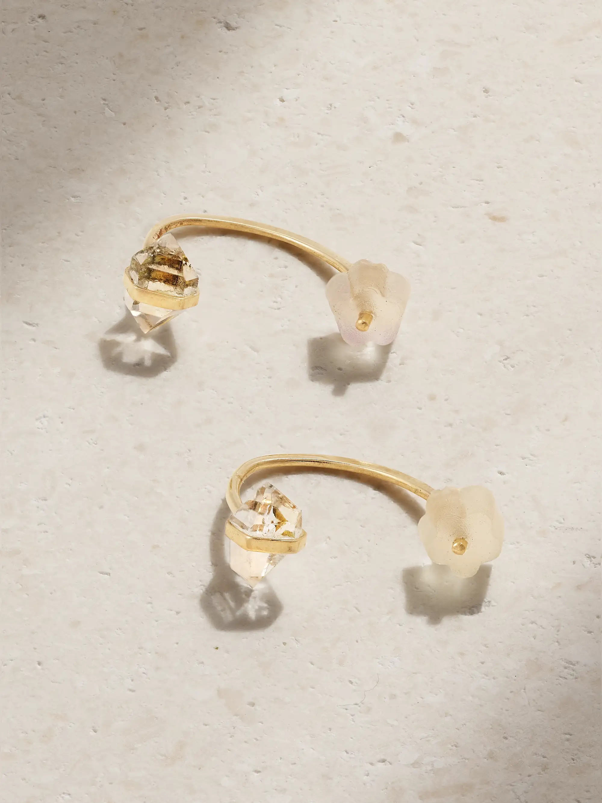 Mini Wishbone 14-karat gold Herkimer diamond earrings | NET-A-PORTER (US)