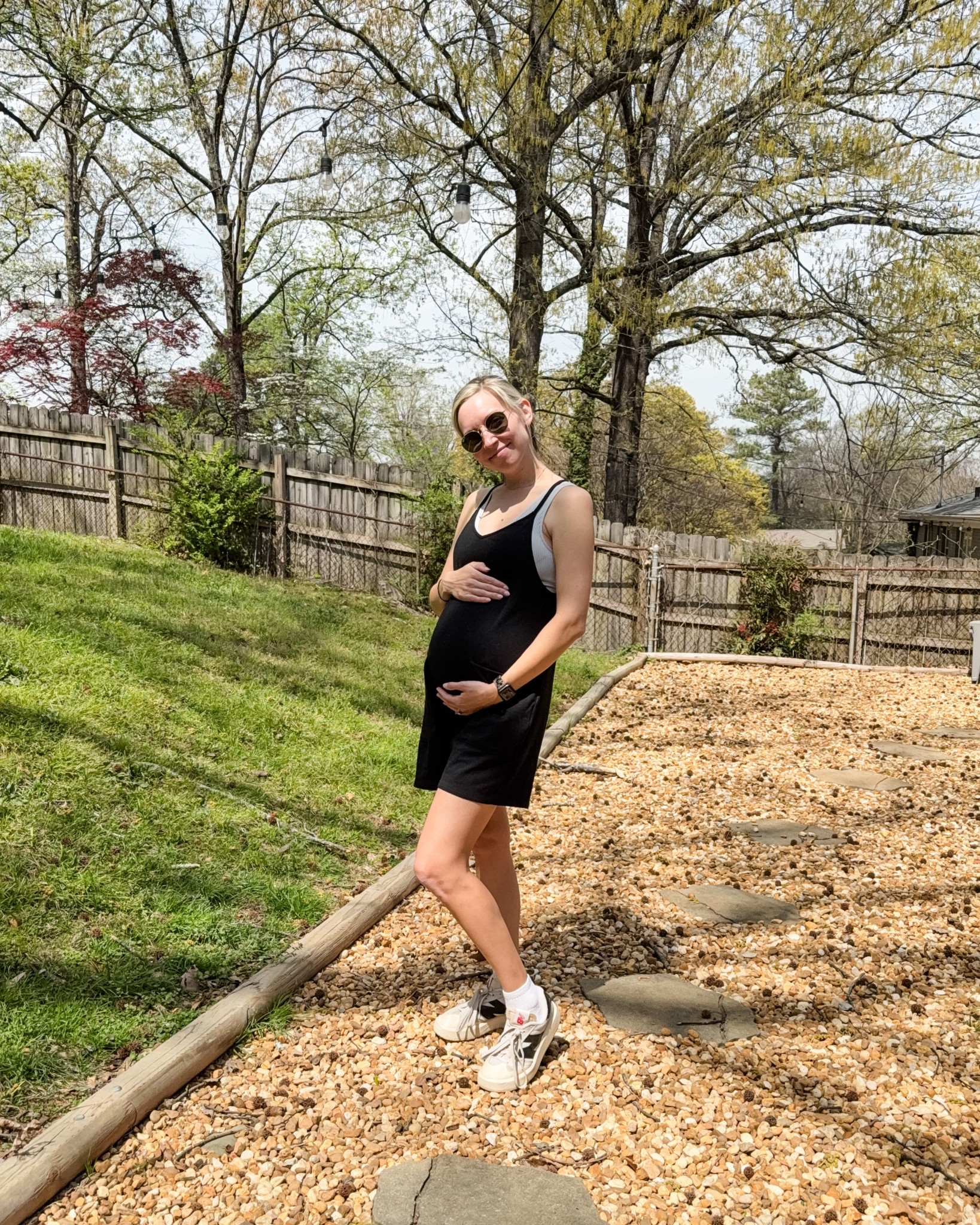 Wearing my usual size small - will definitely fit into the third trimester!