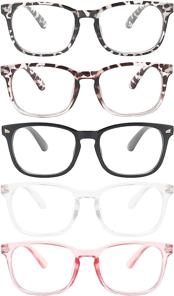 MIGSIR 5 Pack Blue Light Blocking Glasses, Fashion Computer Glasses for Women/men, Anti Glare, UV400 | Amazon (US)