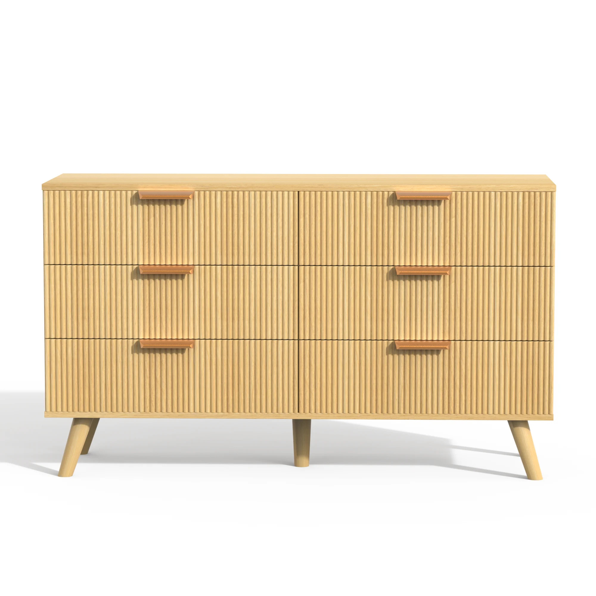 Belord 6 Drawer Double Dresser for Bedroom, Boho Natural Wood Flute Dresser, Sturdy Modern Wooden... | Walmart (US)