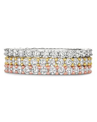 Three-Tone Crystal Stackable Rings in Platinum-Plated Sterling Silver, 18K Gold-Plated Sterling S... | Bloomingdale's (US)