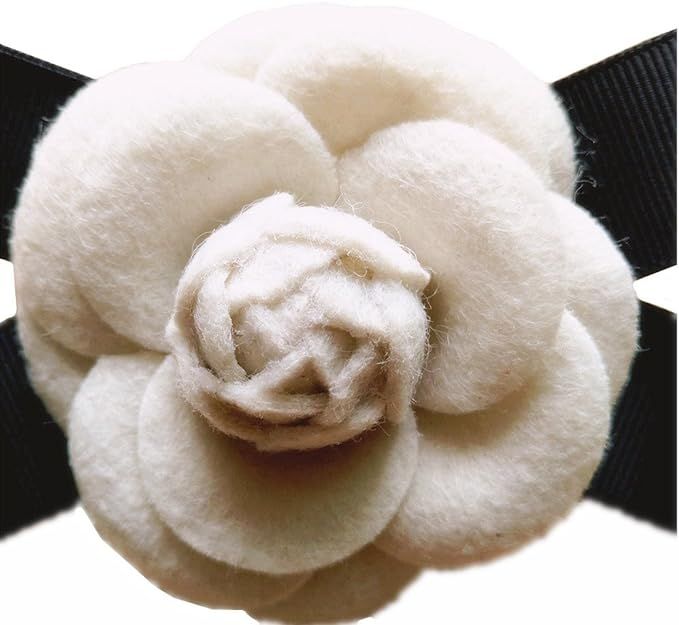 80Hou Elegant Wool Camellia Flower Brooch Vintage Bow Floral Pin | Amazon (US)