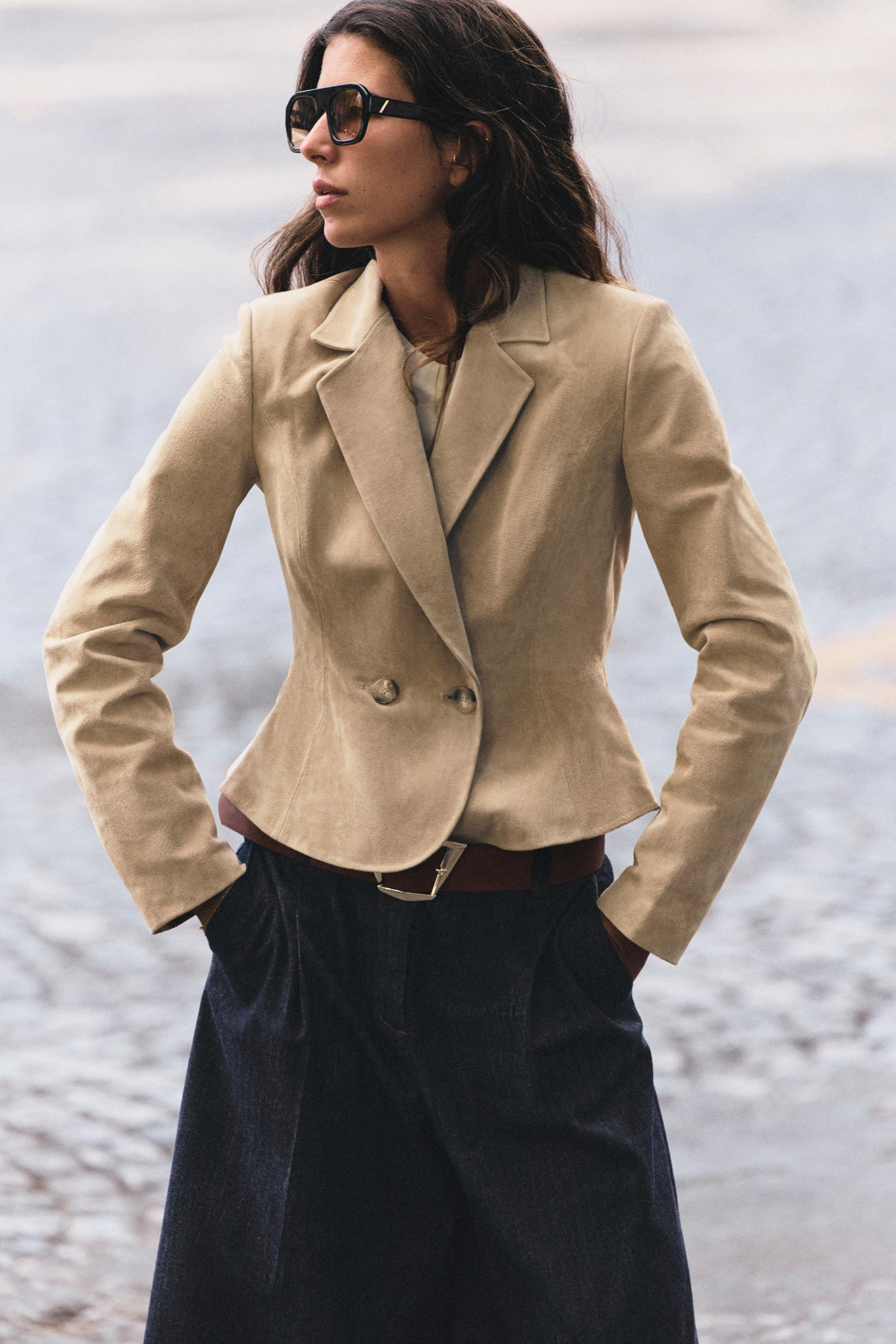 Zara - Faux Leather Short Trench Coat - Women - Black - Women | Zara US