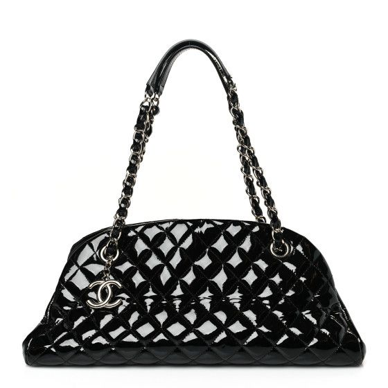 Patent Quilted Medium Just Mademoiselle Bowling Bag Black | FASHIONPHILE (US)