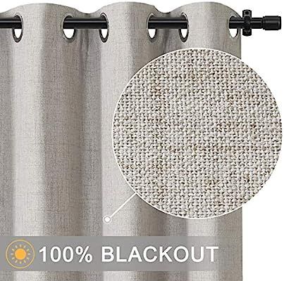 Rose Home Fashion 100% Blackout Curtains for Bedroom Linen Textured Look Drapes with Blackout Lin... | Amazon (US)