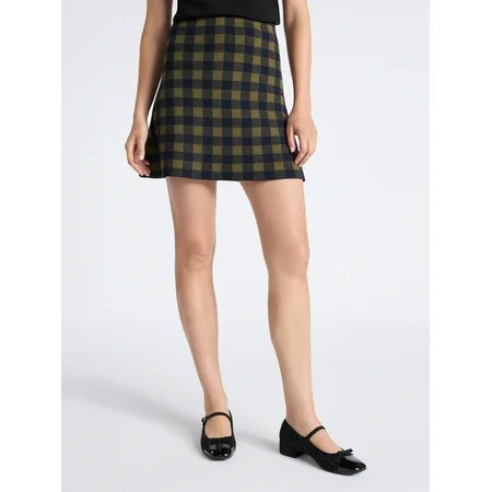 Free Assembly Women's Fit and Flare Plaid Mini Sweater Skirt, Sizes, XS-XXL | Walmart (US)