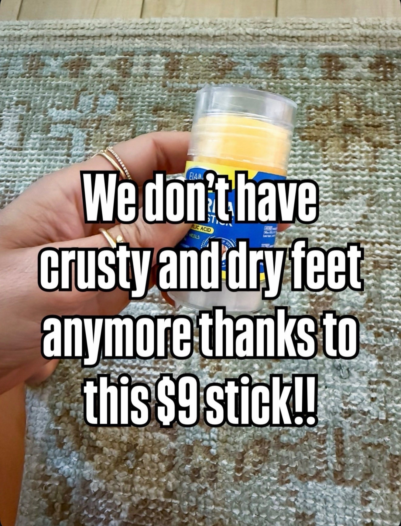 I put this stick on my heel every night and morning and they are incredibly smooth, no longer dry or cracked. If your feet are currently dry or cracked, I will also link this exfoliation spray that can help get the dead skin off. Then, go in with this stick. I rarely have to use the spray anymore and just use the stick in am/pm.

#LTKselfcare #LTKmorningroutine #LTKBeauty