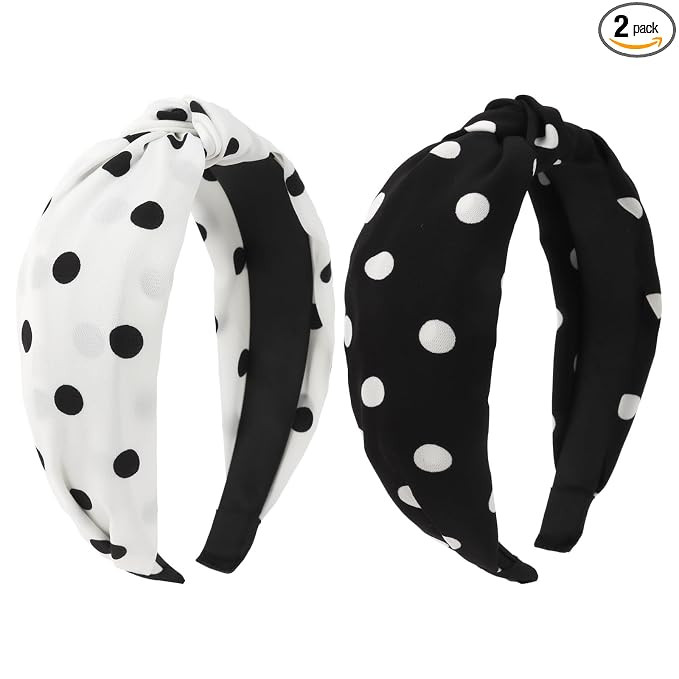 Wecoe Polka Dot Knotted Headbands, Women Cute Hairbands Hair Accessories | Amazon (US)